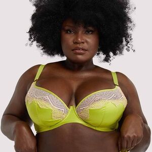 Playful Promises Gabi Fresh Vivi Chartreuse Plunge Bra 38F NWT